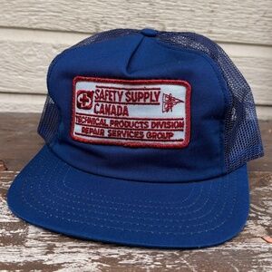 vintage SAFETY SUPPLY CANADA patch mesh trucker hat snapback blue